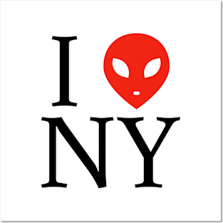Alien Head I Love New York Newyork NY City T-Shirt Posters and Art